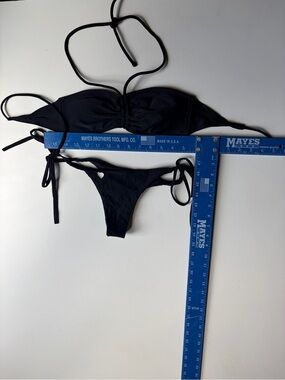 Women’s Black Ruched Tie-Side Bikini Set